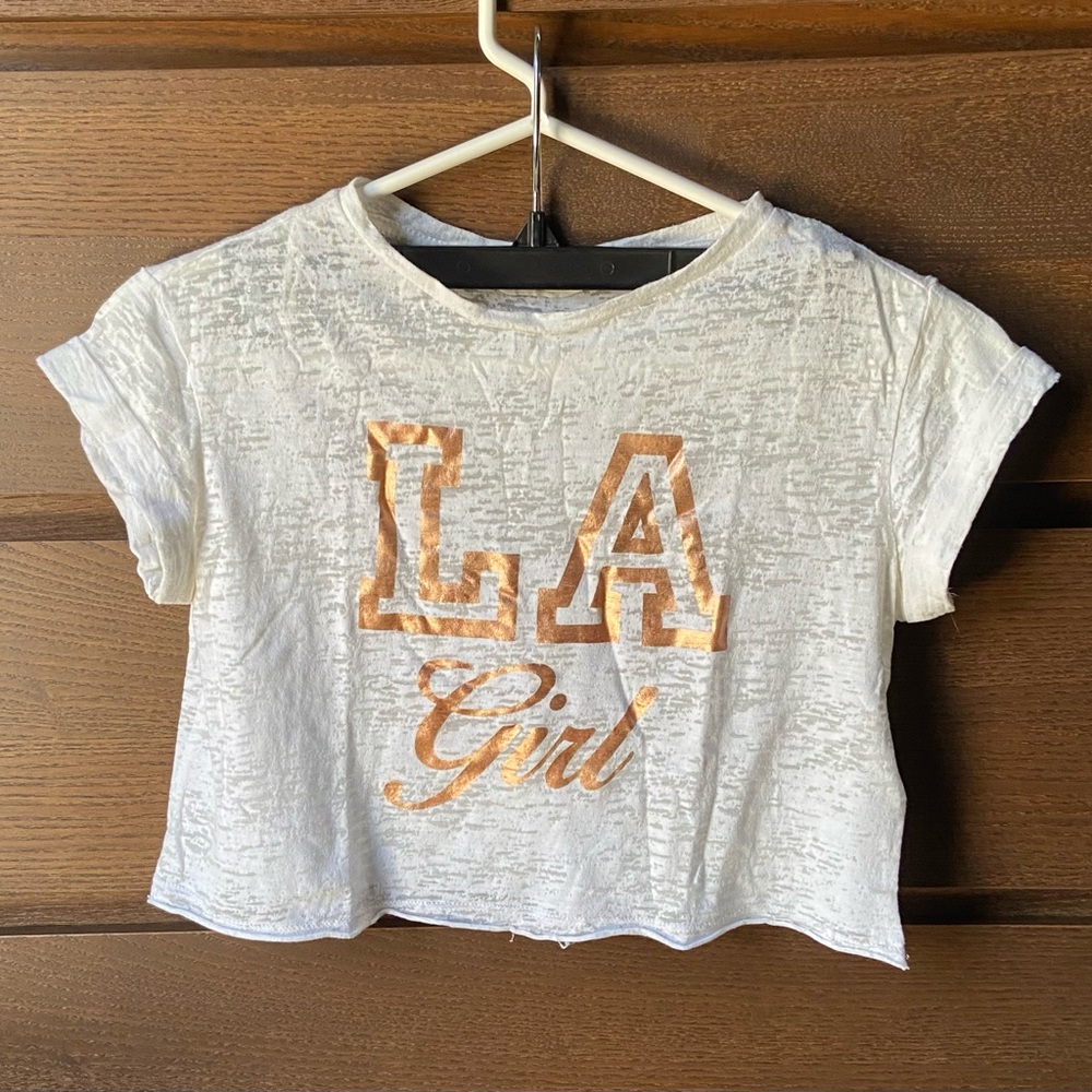 H&M cropped white “LA girl” t-shirt, size 10-12